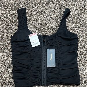 Xhilaration Black Ruched Sleeveless Top